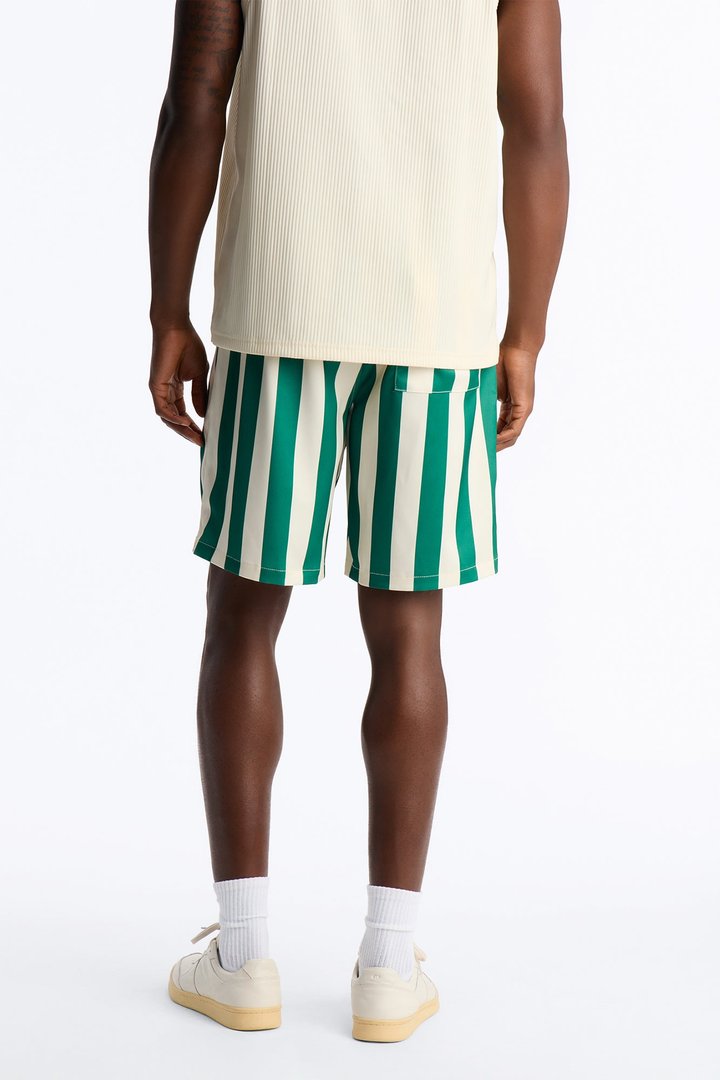 Palm Resort Striped Relaxed Satin Short - Green/combo