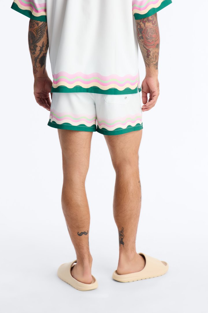 Maison Riviera Border Print Swim Trunk 4″ - Green/combo