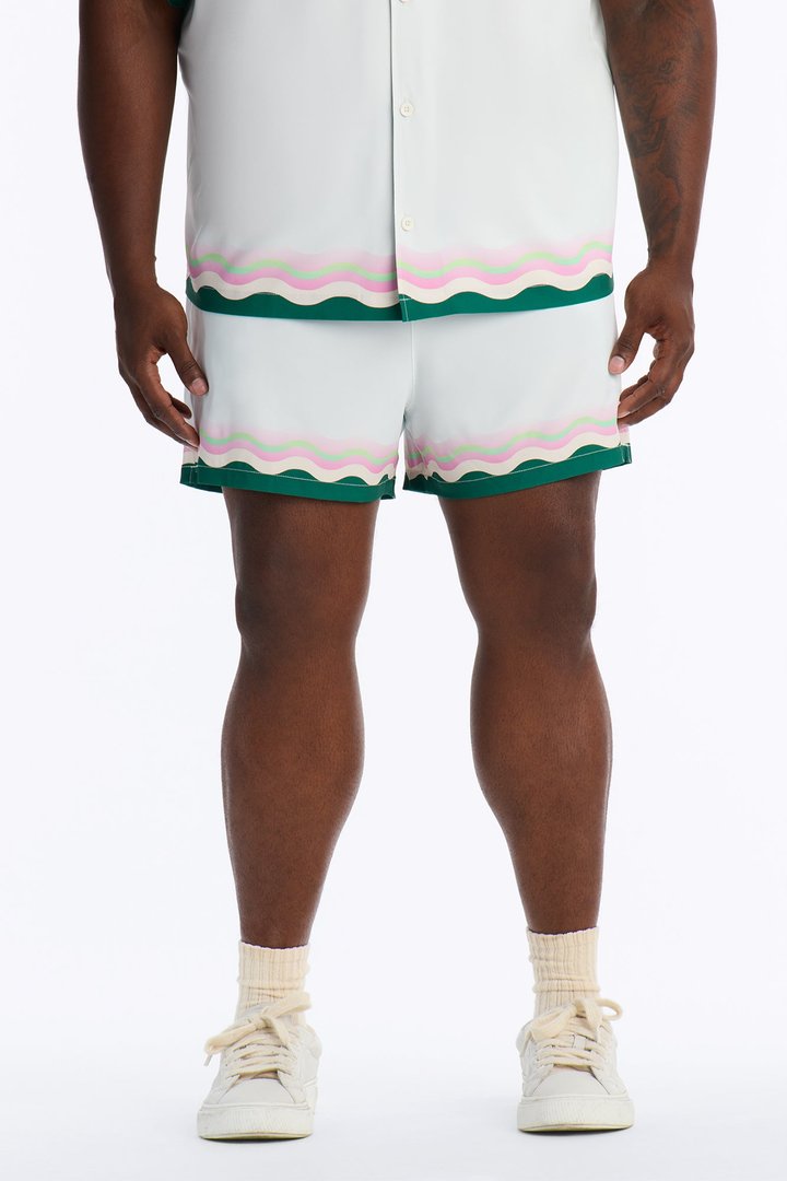 Maison Riviera Border Print Swim Trunk 4″ - Green/combo