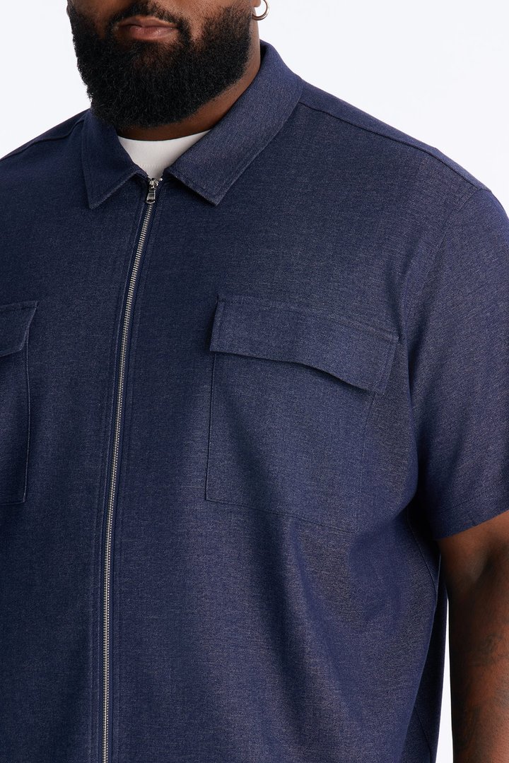 Moderne Cargo Full Zip Shirt - Navy