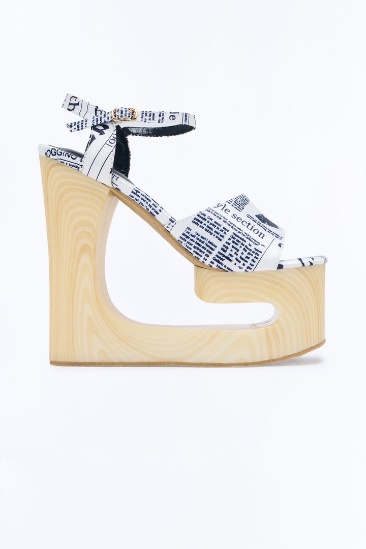 Maisy Novelty Wood Wedges - Black/White