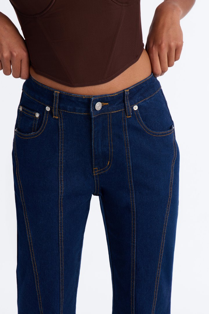 Long Way Home Stretch Flare Leg Jeans - Dark Denim