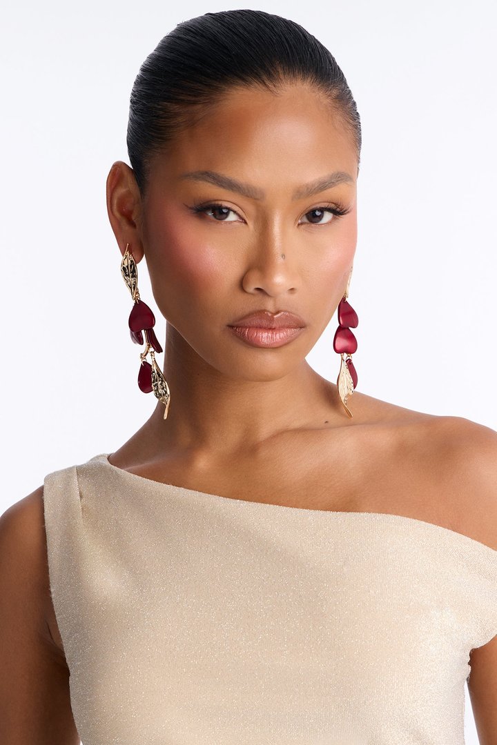 Golden Meadow Drop Earrings - Burgundy/combo