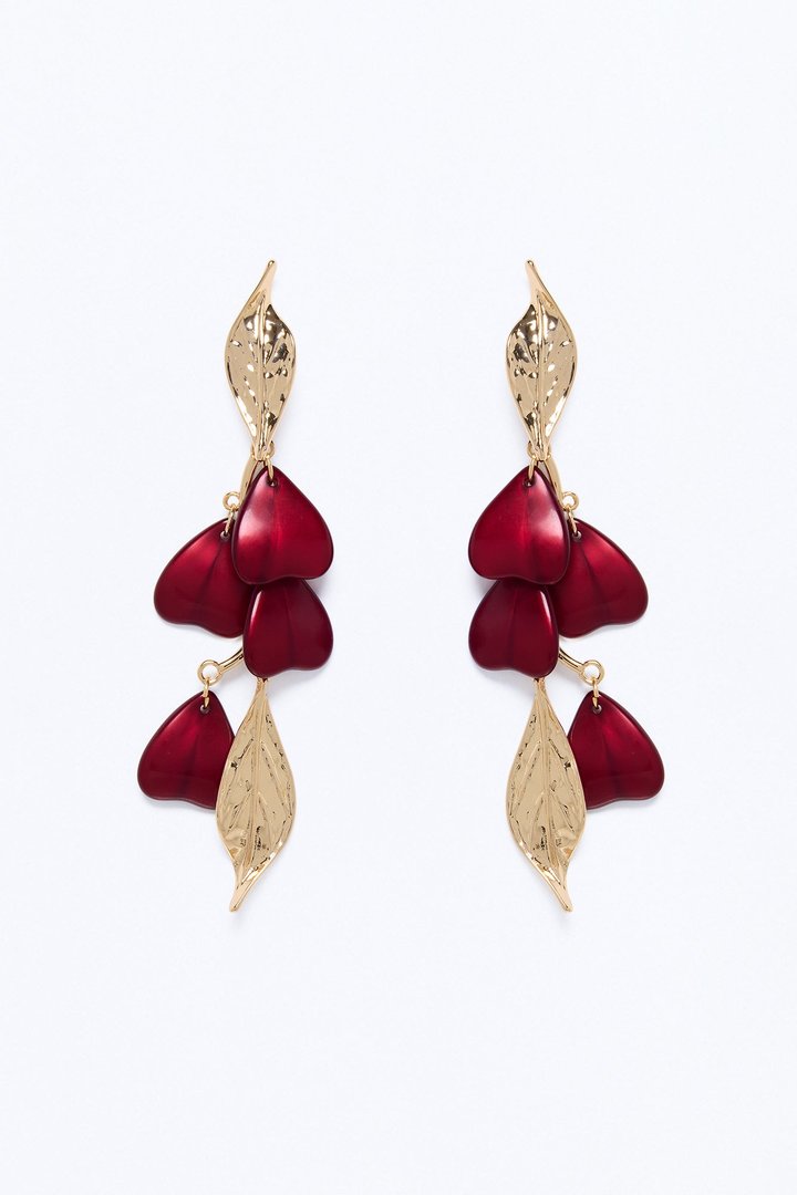 Golden Meadow Drop Earrings - Burgundy/combo