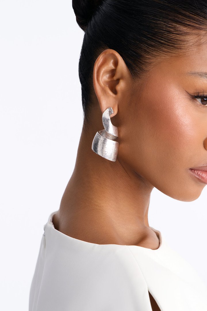 Spiral Drop Earrings - Silver