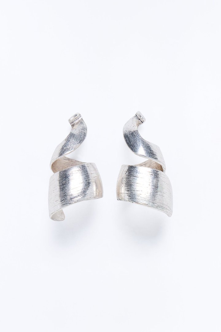 Spiral Drop Earrings - Silver
