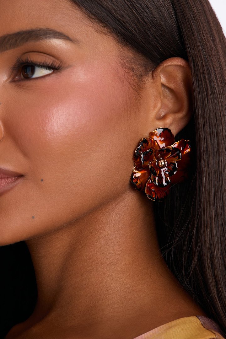 Terra Bella Floral Earrings - Brown/combo