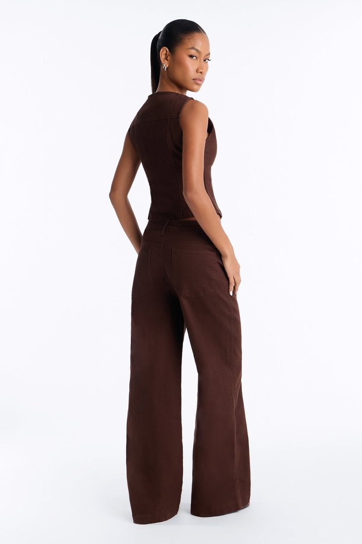 Maura Denim Pant Set - Brown