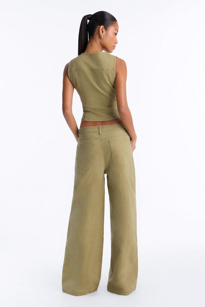 Maura Denim Pant Set - Olive