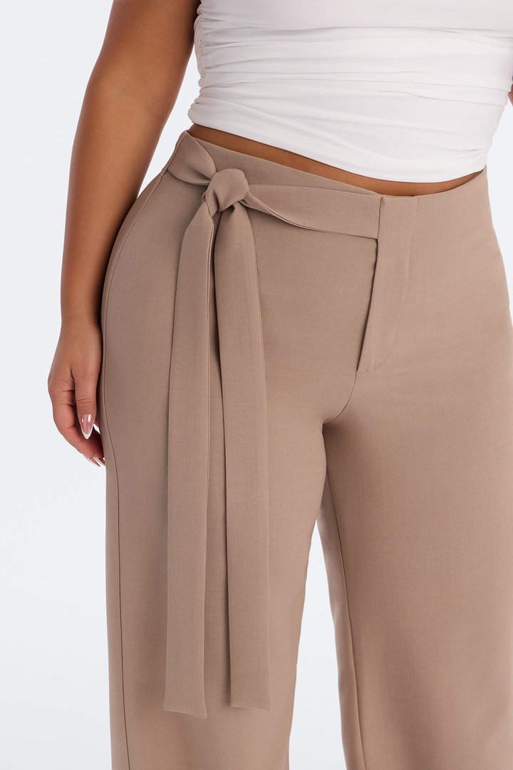 Tall Polished Perfection Crepe Tie Waist Trouser - Stone