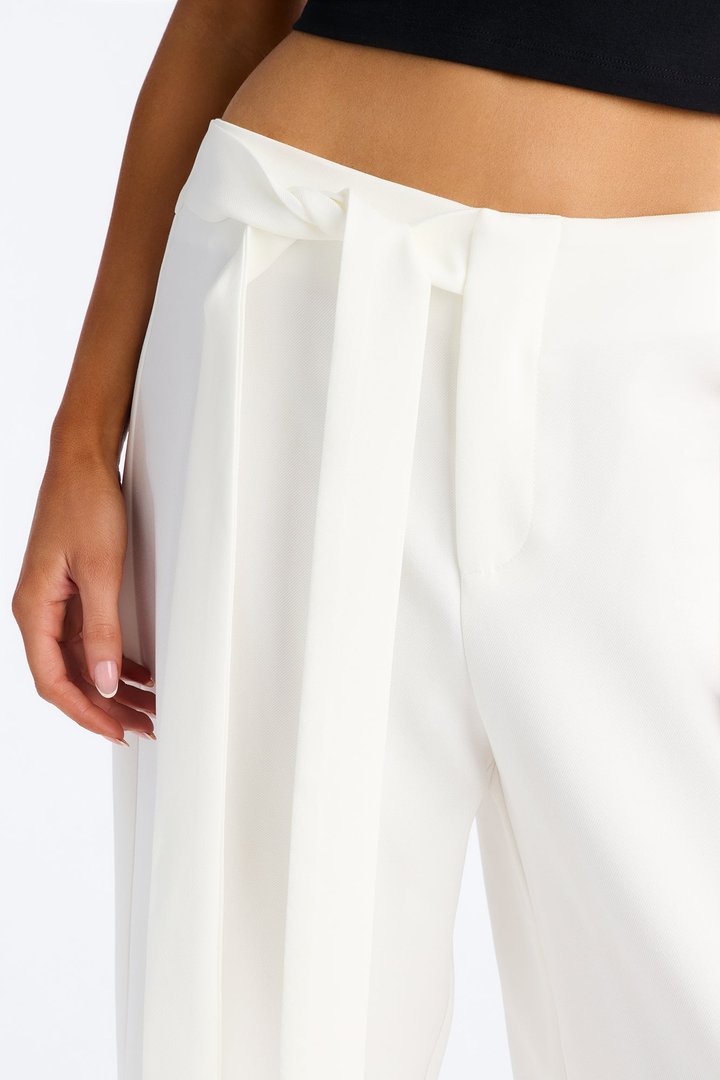 Polished Perfection Crepe Tie Waist Trouser 33″ - Ivory