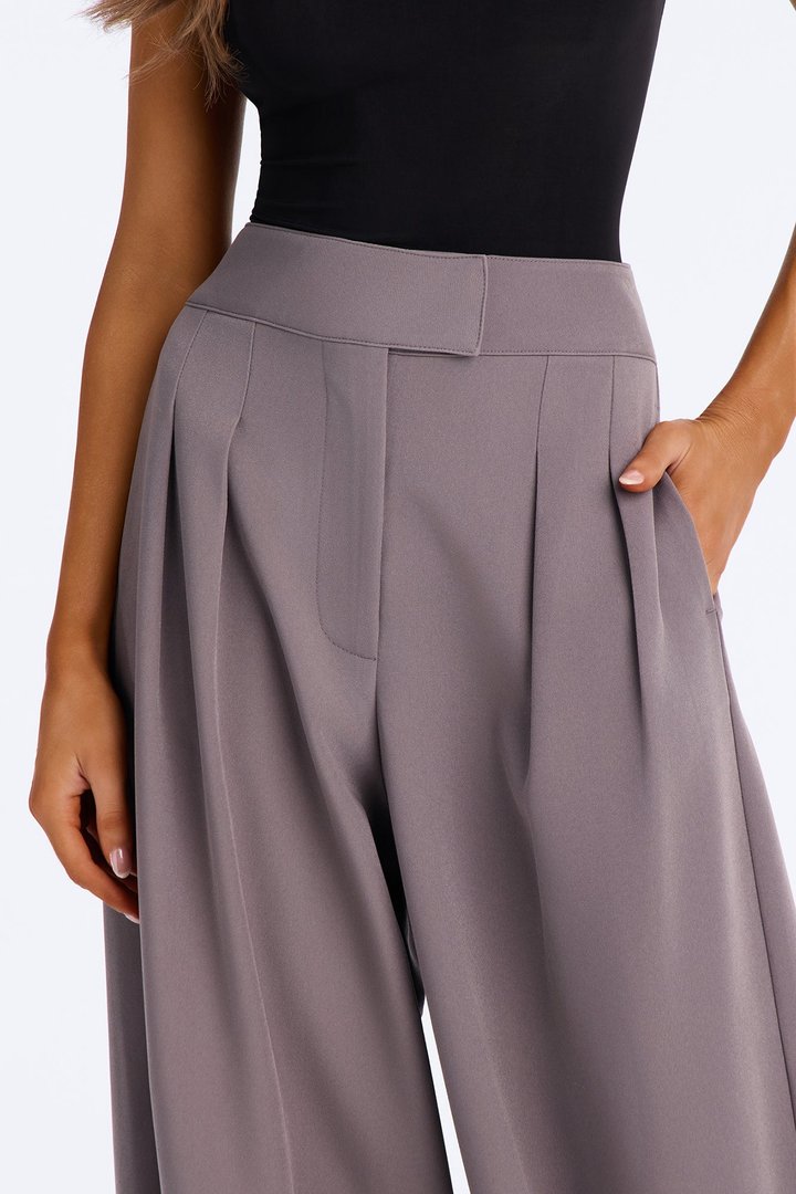 Long Lasting High Waisted Barrel Leg Trouser Pant 32″ - Charcoal