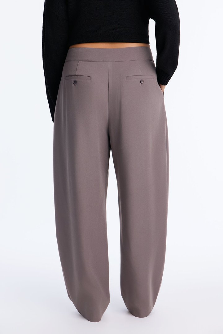Long Lasting High Waisted Barrel Leg Trouser Pant 32″ - Charcoal