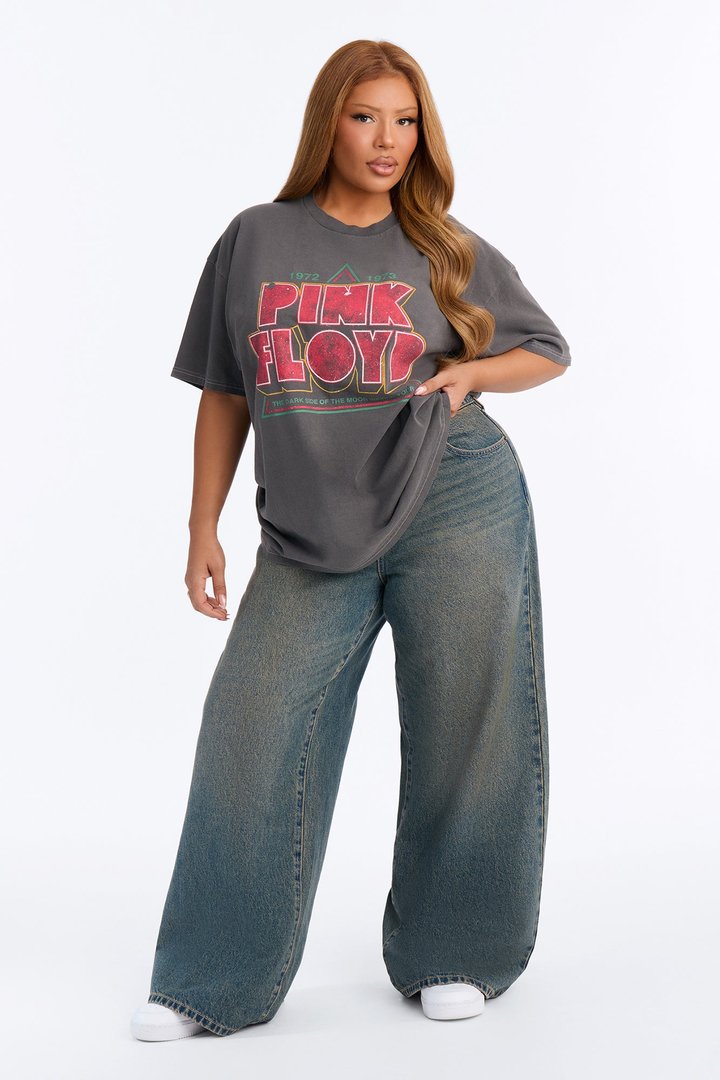 Pink Floyd Vintage Washed Oversized Tee - Charcoal