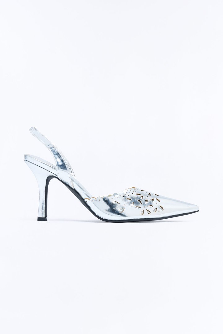 Pixie Glow Slingback Heels - Silver