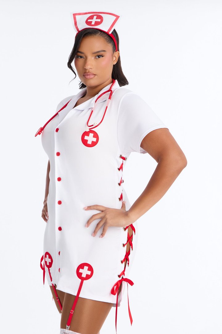 Nurse For You 4 Piece Costume Set - White/combo