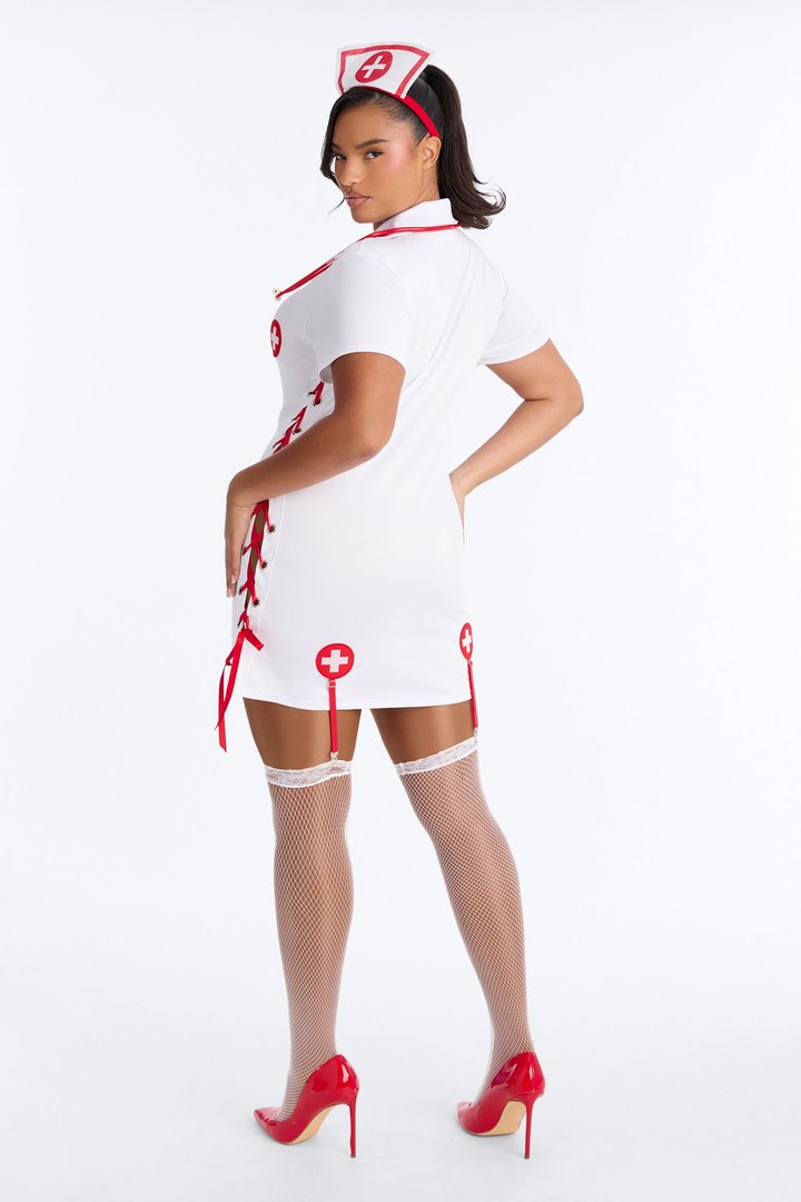 Nurse For You 4 Piece Costume Set - White/combo