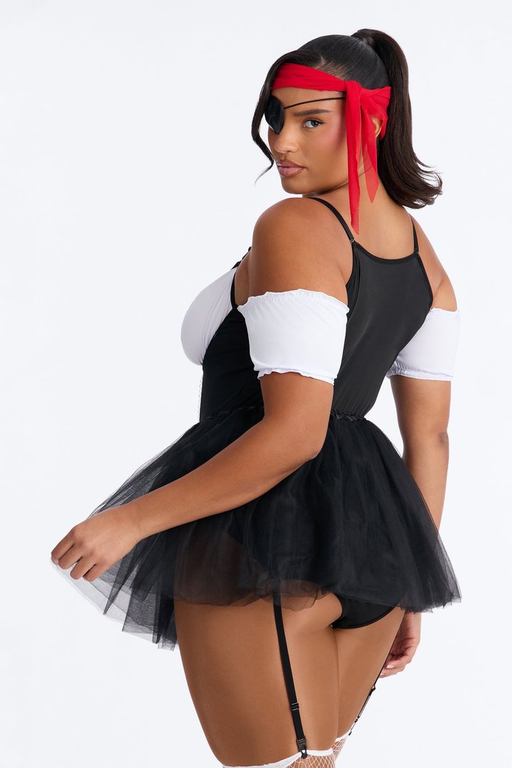 Out At Sea Pirate 4 Piece Costume Set - Black/combo