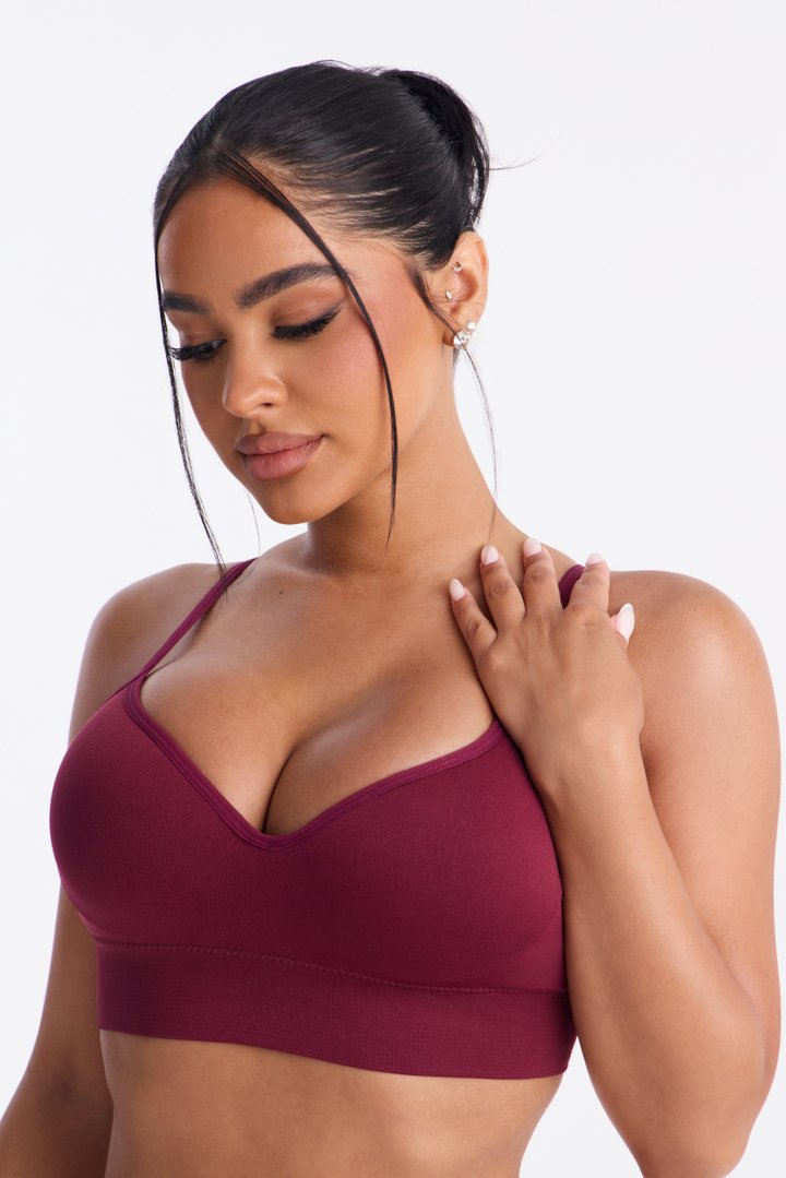 Close For Comfort Seamless Wireless Deep Plunge Bra - Wine