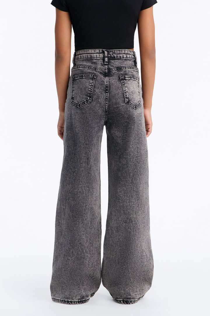 Mini Artsy Girl Wide Leg Jeans - Black Wash