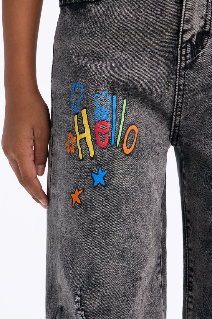 Mini Artsy Girl Wide Leg Jeans - Black Wash