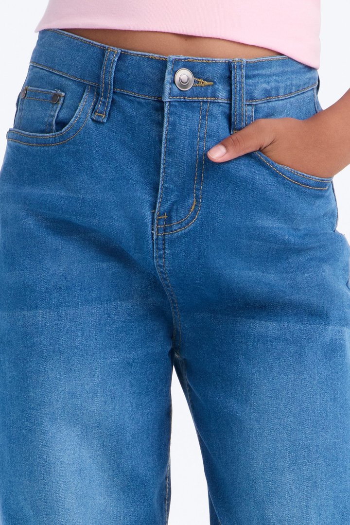 Mini Perfect Timing Wide Leg Jeans - Medium Blue Wash