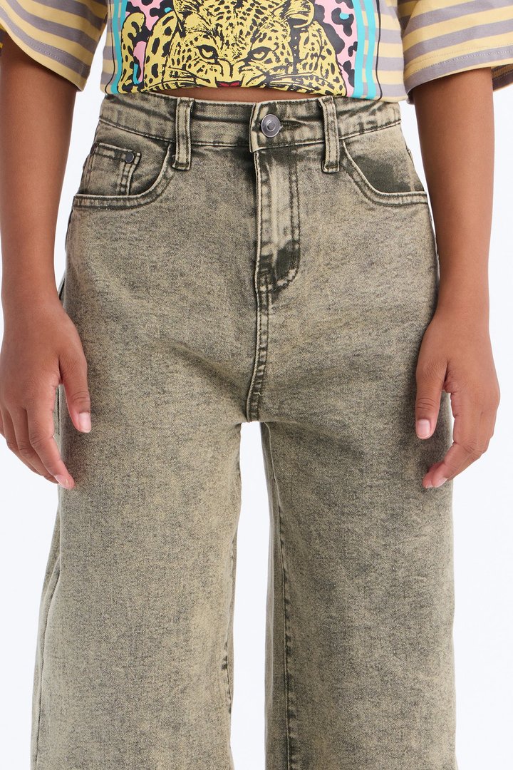 Mini Perfect Timing Wide Leg Jeans - Moss