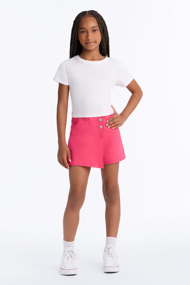 Mini Bestie For The Restie Denim Skort - Hot Pink