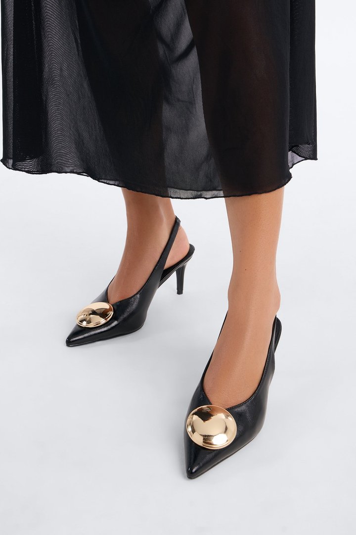 Solana Hardware Slingback Pumps - Black