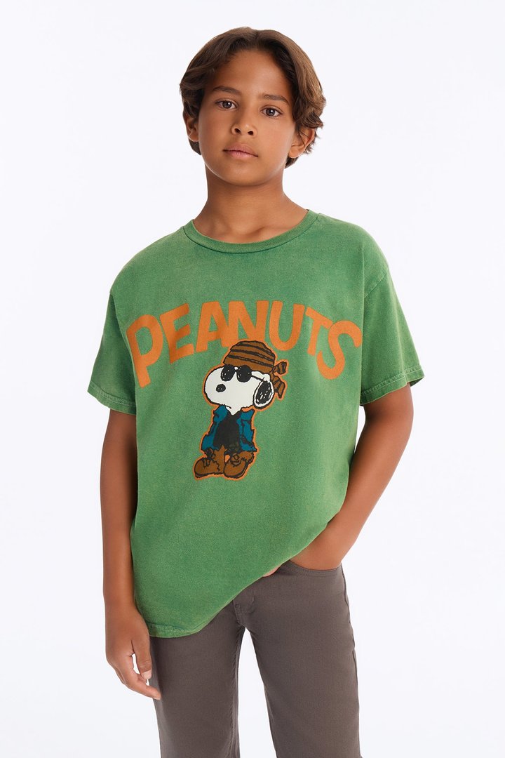 Mini Peanuts Cool Vibes Graphic Short Sleeve Tee - Hunter Green