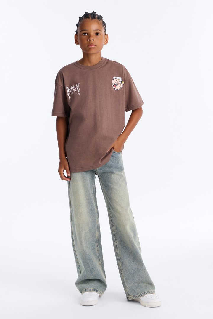 Mini Popeye Powered By Spinach Short Sleeve Tee - Brown