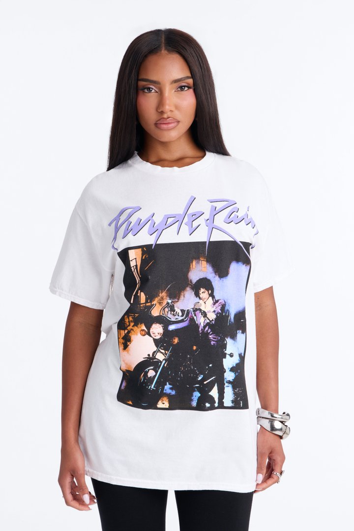 Purple Rain Iconic Muse Oversized Tee - White