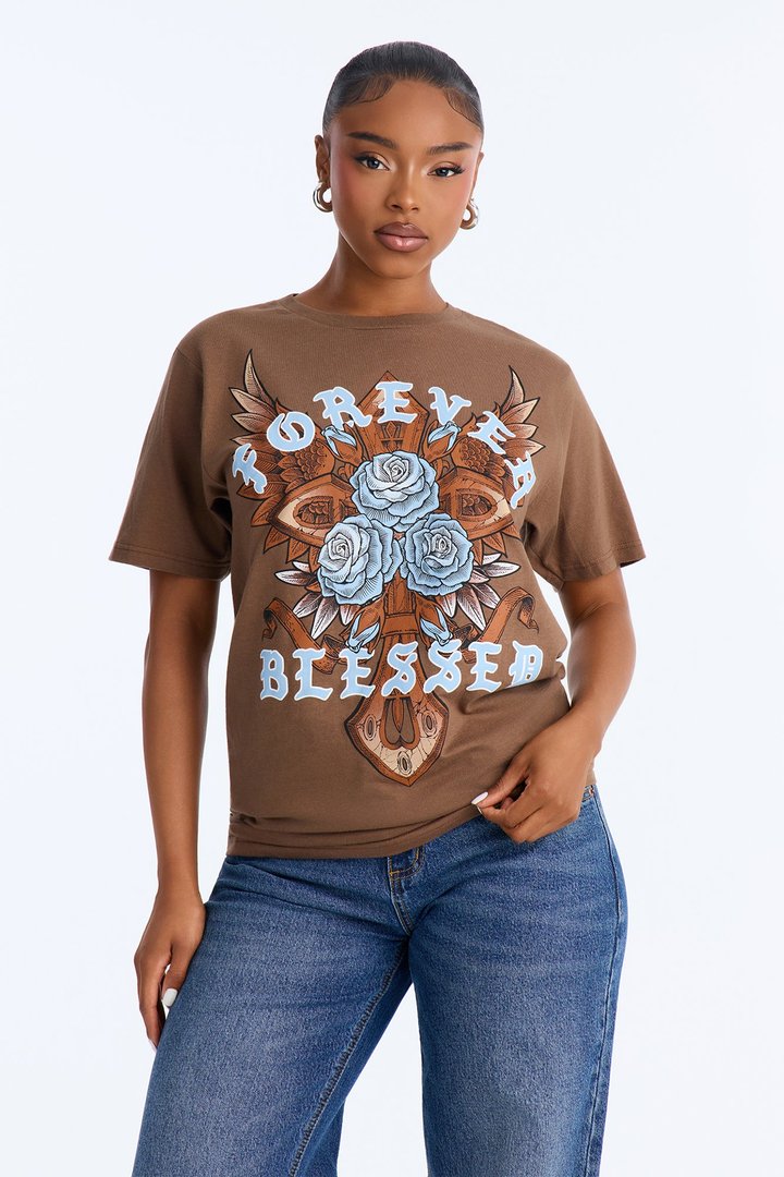 Forever Blessed Graphic Tee - Chocolate