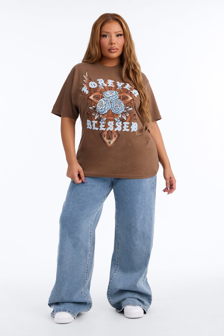 Forever Blessed Graphic Tee - Chocolate
