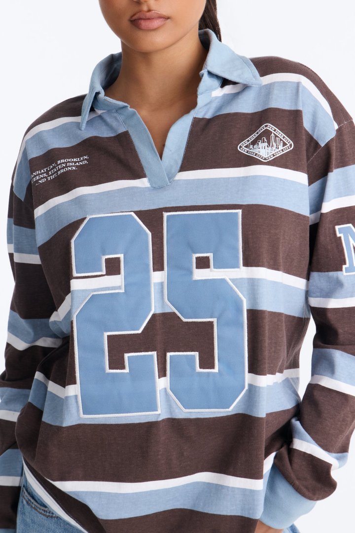 Rugby Stripe Multi Graphic Polo - Chocolate/Combo