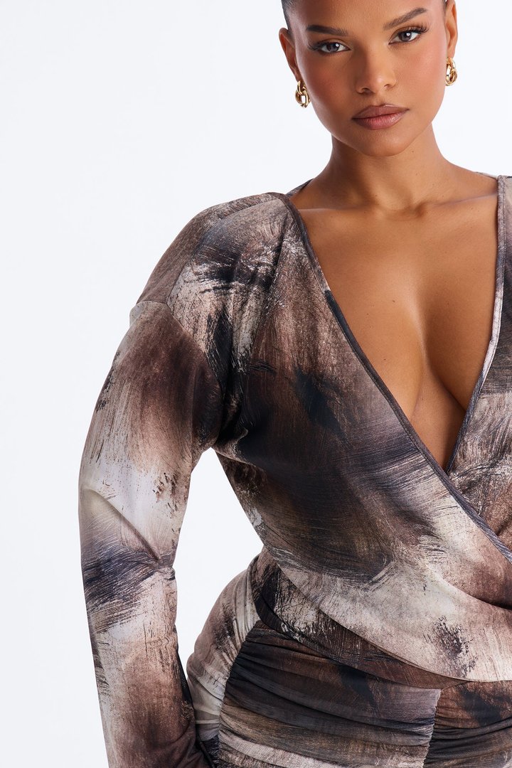 Shadow Heat Long Sleeve Romper - Chocolate