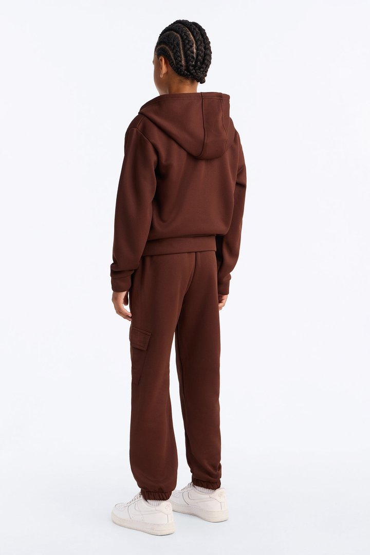 Mini Aiden 2 Piece Cargo Hoodie And Jogger Set - Brown