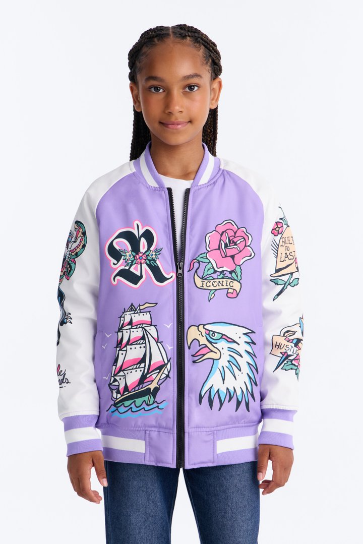 Mini Be Brave Varsity Jacket - Purple/combo