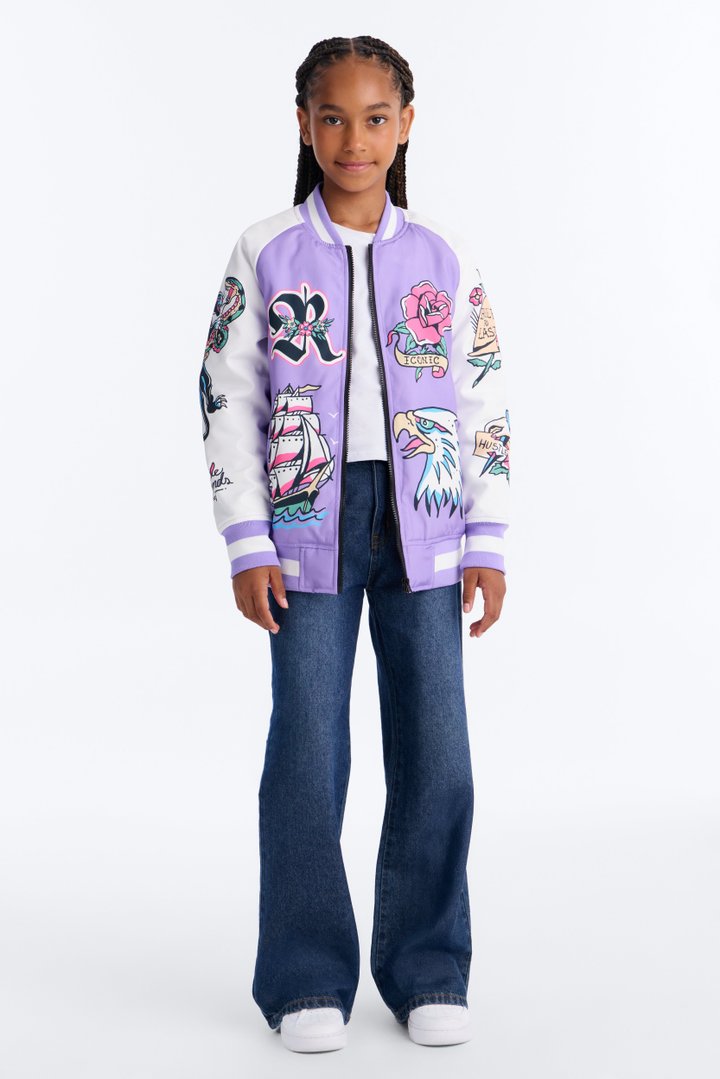 Mini Be Brave Varsity Jacket - Purple/combo