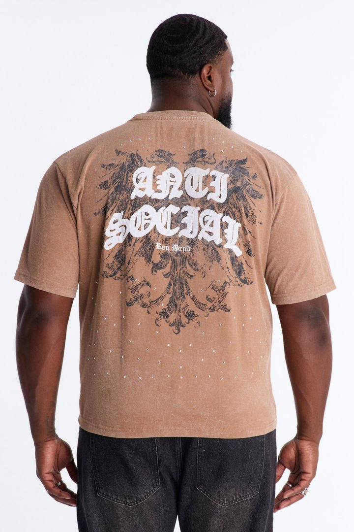 Anti Social Soul Raw Patch Short Sleeve Tee - Brown