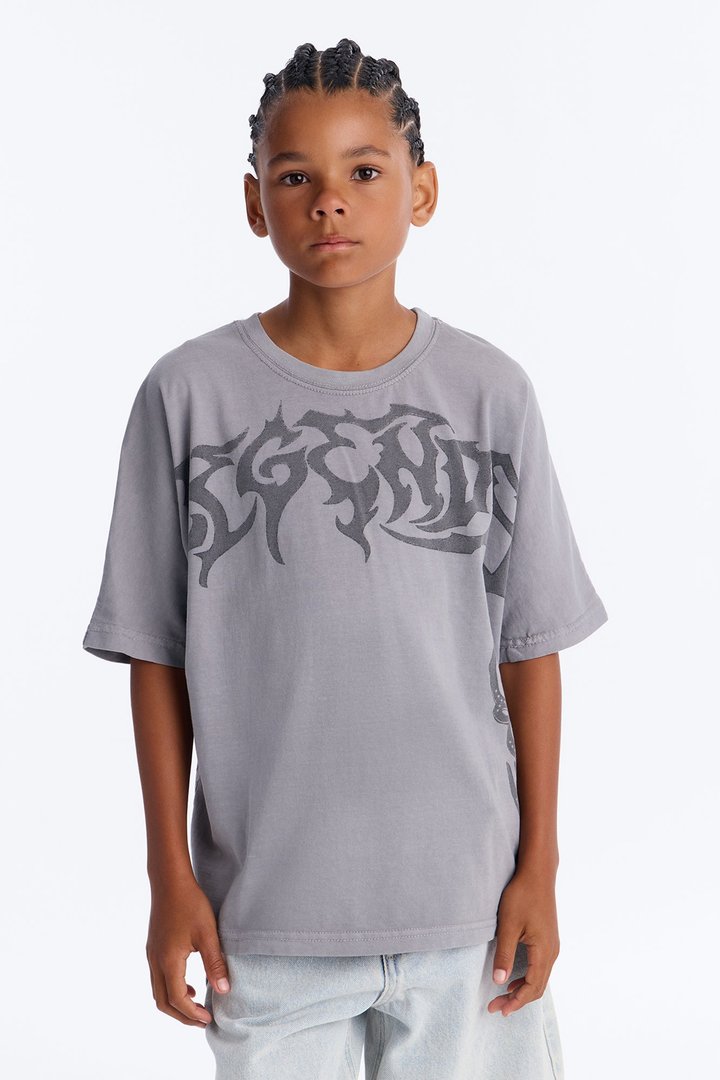 Mini Legendary Embroidery Short Sleeve Tee - Grey