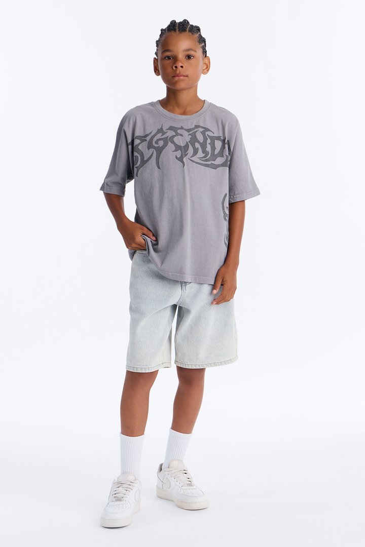Mini Legendary Embroidery Short Sleeve Tee - Grey