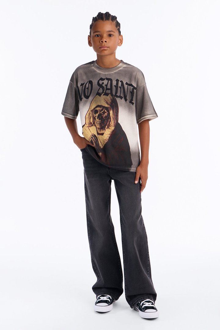 Mini Life Of A Hustler Heavy Weight Boxy Short Sleeve Tee - Grey