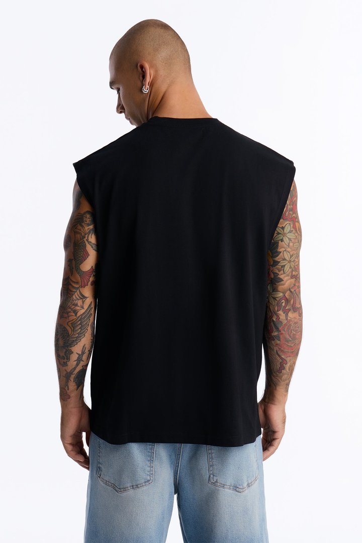 No Love Heavy Weight Muscle Tee - Black Wash