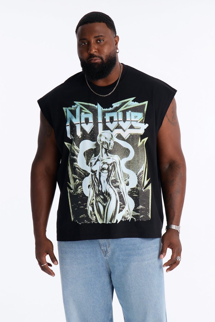 No Love Heavy Weight Muscle Tee - Black Wash