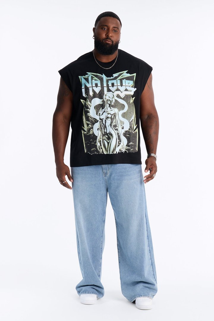 No Love Heavy Weight Muscle Tee - Black Wash