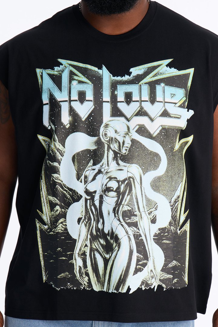No Love Heavy Weight Muscle Tee - Black Wash