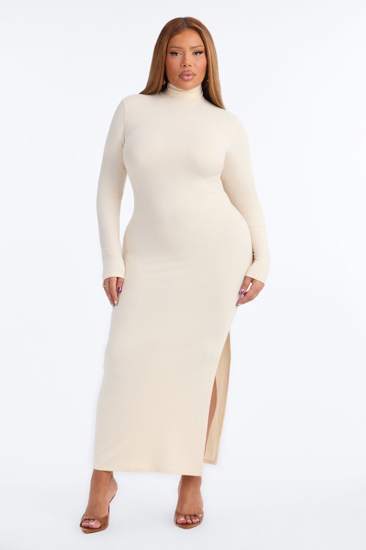 Monique Ribbed Maxi Dress - Cream
