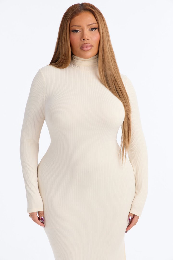 Monique Ribbed Maxi Dress - Cream