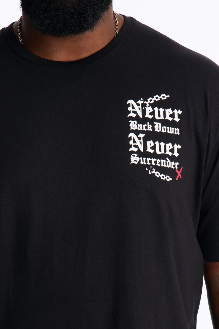 Never Back Down Doberman Oversized Short Sleeve Tee - Black